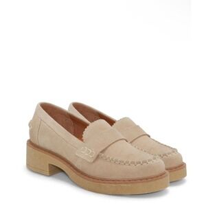 Lucky Brand Womens Y2K Suede Loafer Shoes Size 8 Chunky Platform Preppy Academia